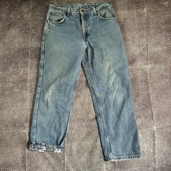 Men's Vintage Y2K Carhartt Relaxed Straight Fleece Lined Denim Jeans Sz 34 x 30 - Picture 1 of 5